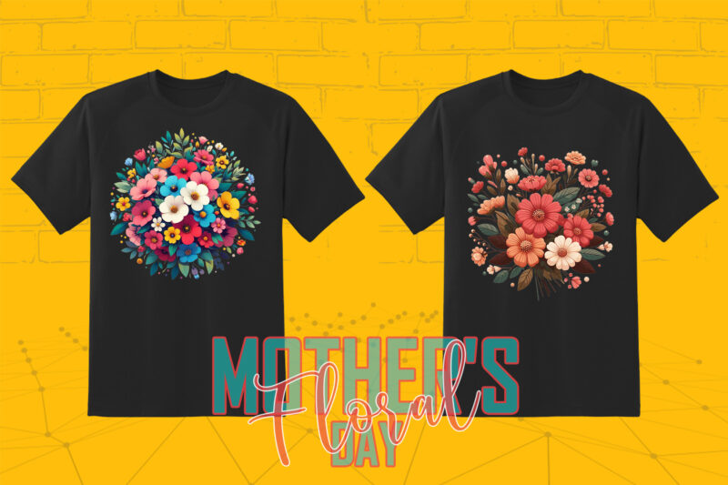 20 Flourish Mother’s Day T-shirt Design Illustration T-shirt Clipart Bundle