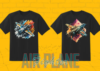 Fighter Plane T-shirt Design Illustration T-shirt Clipart Bundle Perfect for Stylish T-Shirt Design expertly crafted for Print on Demand