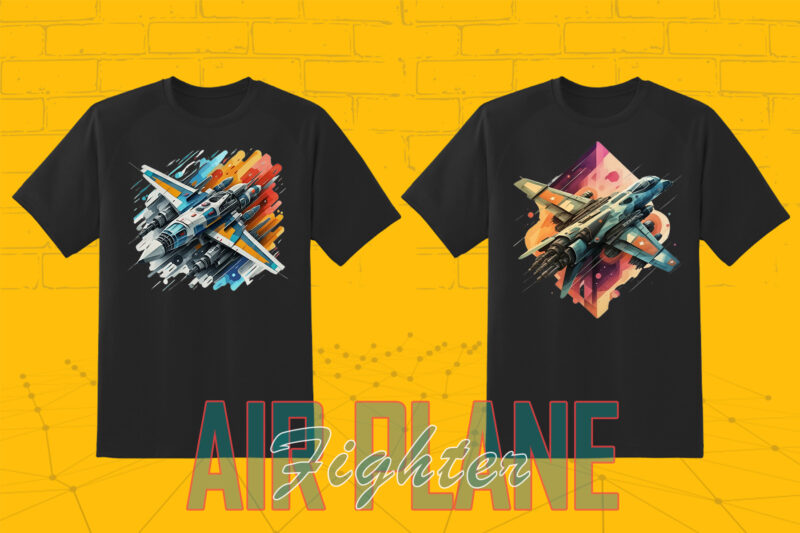 Fighter Plane T-shirt Design Illustration T-shirt Clipart Bundle Perfect for Stylish T-Shirt Design expertly crafted for Print on Demand