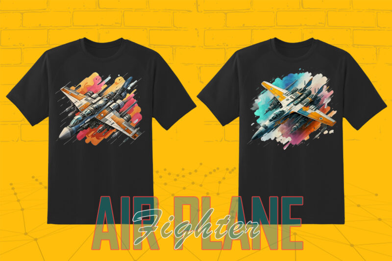 Fighter Plane T-shirt Design Illustration T-shirt Clipart Bundle Perfect for Stylish T-Shirt Design expertly crafted for Print on Demand