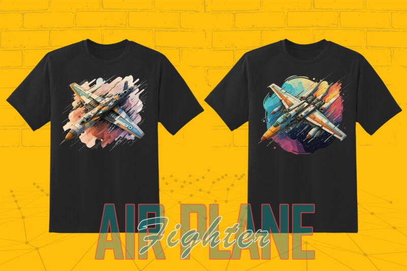 Fighter Plane T-shirt Design Illustration T-shirt Clipart Bundle Perfect for Stylish T-Shirt Design expertly crafted for Print on Demand