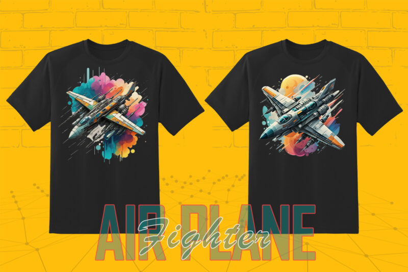 Fighter Plane T-shirt Design Illustration T-shirt Clipart Bundle Perfect for Stylish T-Shirt Design expertly crafted for Print on Demand