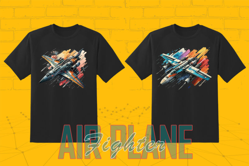 Fighter Plane T-shirt Design Illustration T-shirt Clipart Bundle Perfect for Stylish T-Shirt Design expertly crafted for Print on Demand