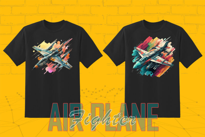 Fighter Plane T-shirt Design Illustration T-shirt Clipart Bundle Perfect for Stylish T-Shirt Design expertly crafted for Print on Demand