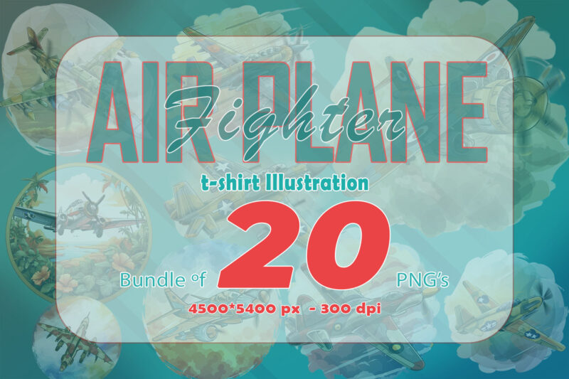 20 Watercolour Airplane Lover T-shirt Illustration Bundle Design Perfection Lover Dog Clipart for Print on Demand Business