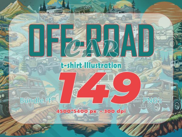 Trendy 149 retro off road car t-shirt illustration clipart bundle