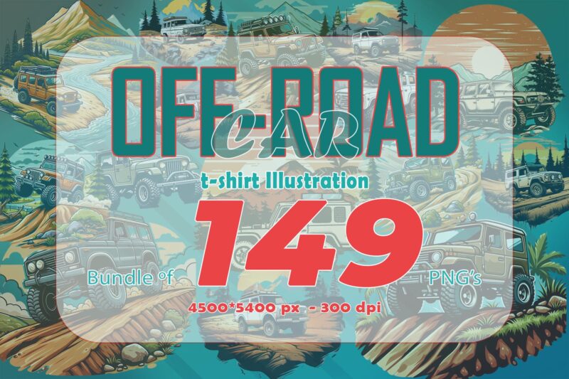 Trendy 149 Retro Off Road Car T-shirt Illustration Clipart Bundle