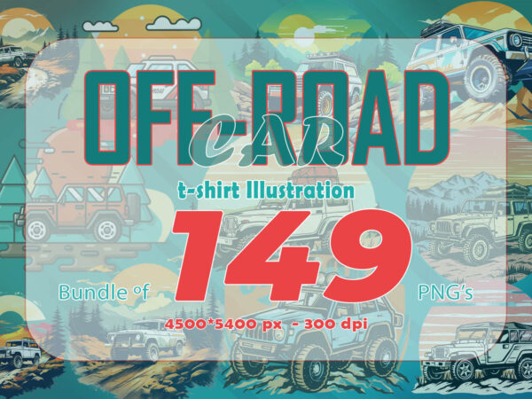 Retro off road car t-shirt illustration 149 clipart bundle for trendy t-shirt designs