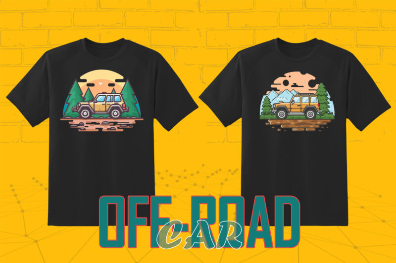 Retro Off Road Car T-shirt Illustration 149 Clipart Bundle for Trendy T-Shirt Designs