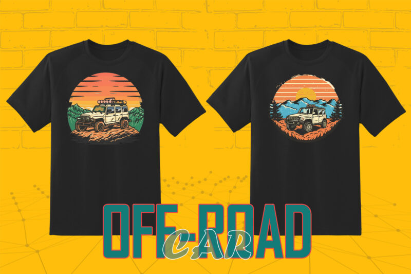 Retro Off Road Car T-shirt Illustration 149 Clipart Bundle for Trendy T-Shirt Designs