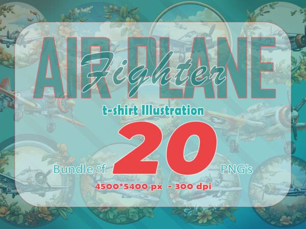 20 watercolour vintage fighter plane t-shirt illustration clipart bundle