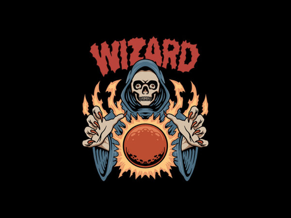 Skull wizard t shirt template vector