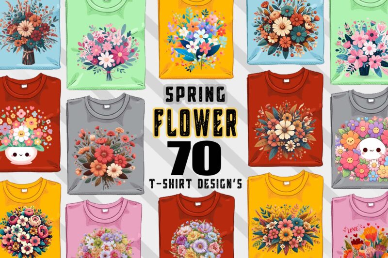 70 Flourish Spring T-shirt Illustration Clipart Bundle crafted for T-shirt Design