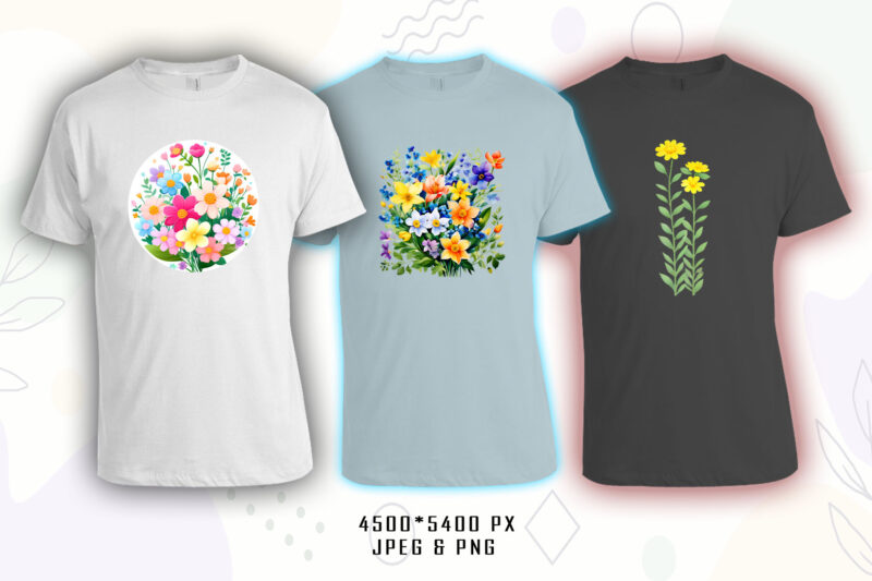 100 Flourish Spring T-shirt Illustration Clipart Bundle crafted for T-shirt Design