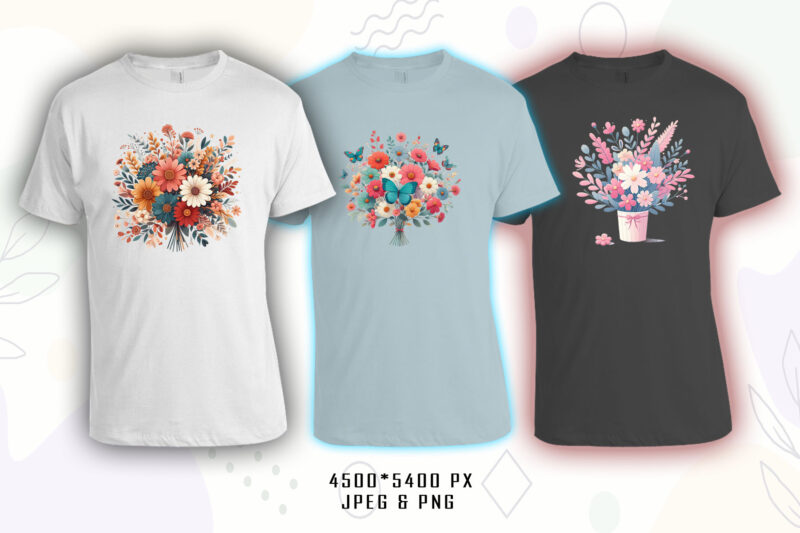 70 Flourish Spring T-shirt Illustration Clipart Bundle crafted for T-shirt Design