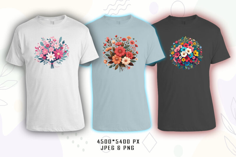 70 Flourish Spring T-shirt Illustration Clipart Bundle crafted for T-shirt Design