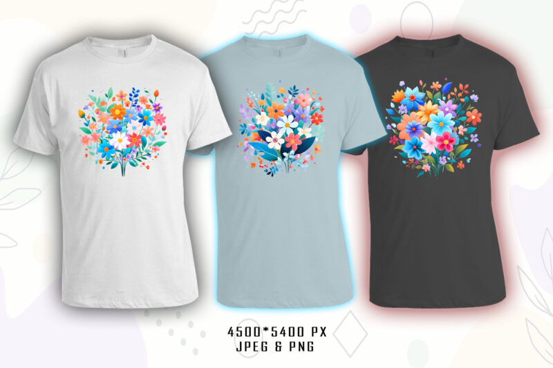 70 Flourish Spring T-shirt Illustration Clipart Bundle crafted for T-shirt Design