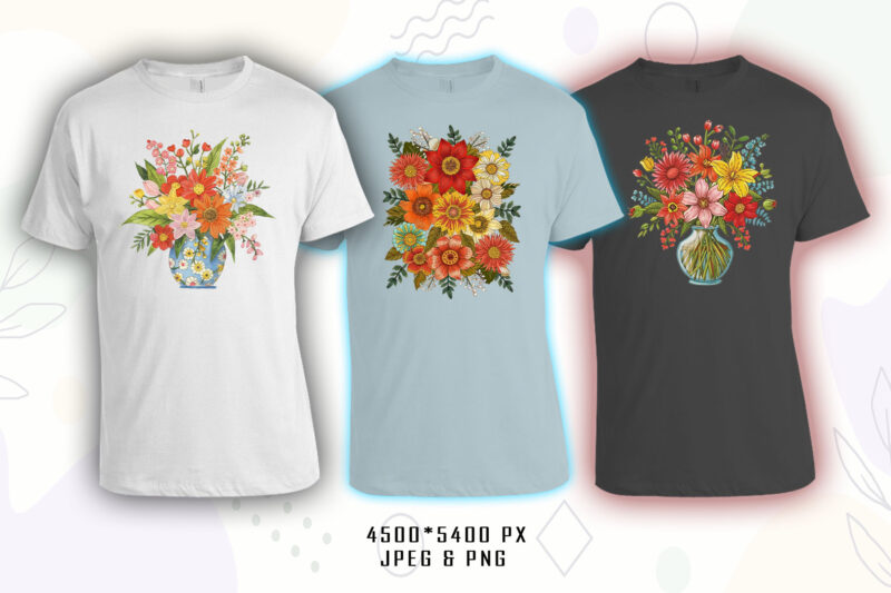 70 Flourish Spring T-shirt Illustration Clipart Bundle crafted for T-shirt Design