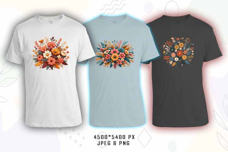 70 Flourish Spring T-shirt Illustration Clipart Bundle crafted for T-shirt Design