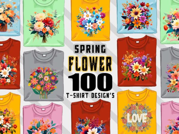 100 flourish spring t-shirt illustration clipart bundle