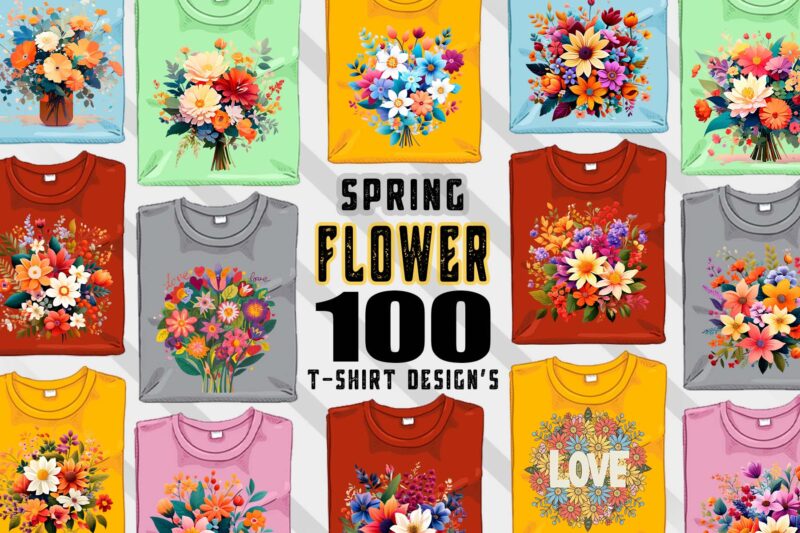 100 Flourish Spring T-shirt Illustration Clipart Bundle