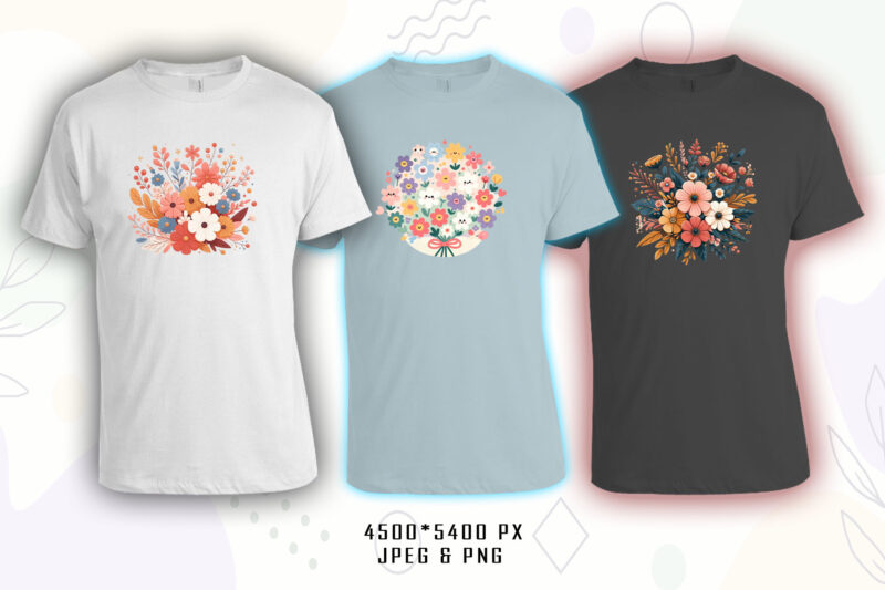 100 Flourish Spring T-shirt Illustration Clipart Bundle crafted for Print on Demand Business