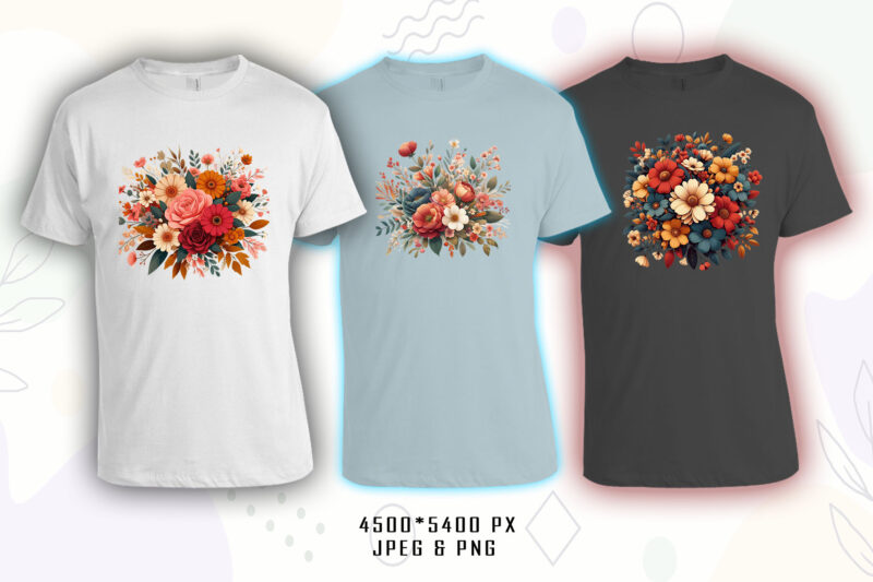 100 Flourish Spring T-shirt Illustration Clipart Bundle crafted for Print on Demand Business