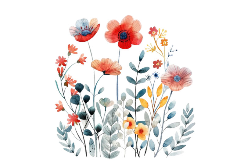 spring flower with fence clipart