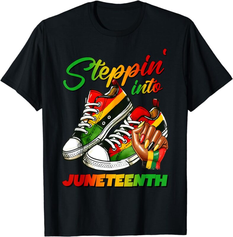 stepping into juneteenth Afro Woman Black Girls Sneakers men T-Shirt