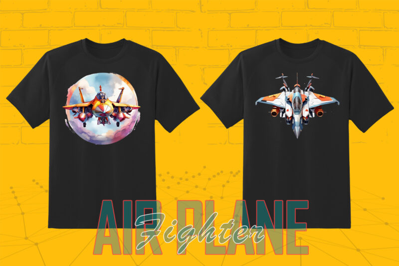 20 Retro Fighter Plane T-shirt Illustration Clipart Bundle for Trendy T-Shirt Designs