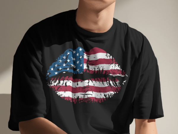 America usa flag lips t shirt vector