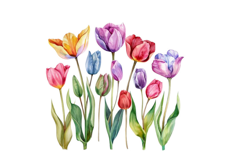 watercolor Spring Tulip clipart