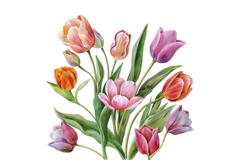 watercolor Spring Tulip clipart