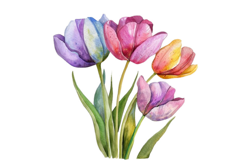 watercolor Spring Tulip clipart