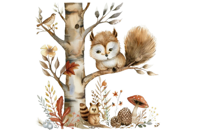 watercolor Woodland Animal clipart