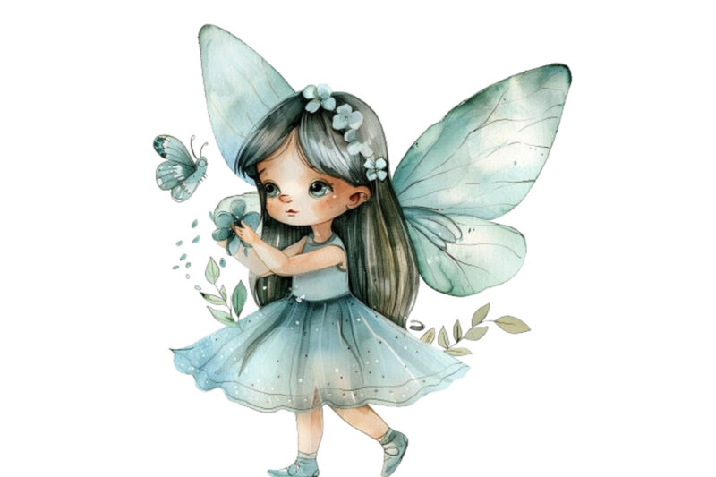 watercolor little Fairy Girl clipart
