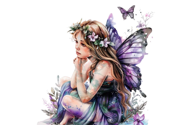 watercolor little Fairy Girl clipart