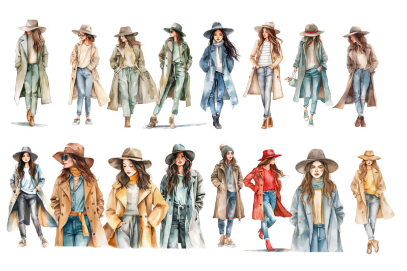 watercolor fashion girl clipart