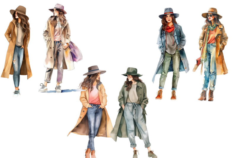 watercolor fashion girl clipart