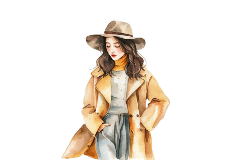 watercolor fashion girl clipart