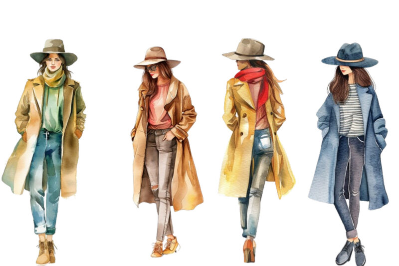 watercolor fashion girl clipart