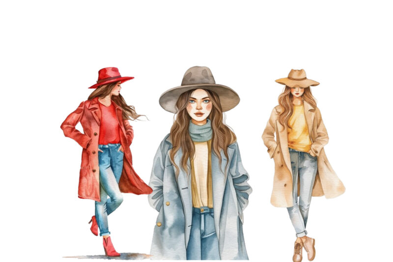 watercolor fashion girl clipart