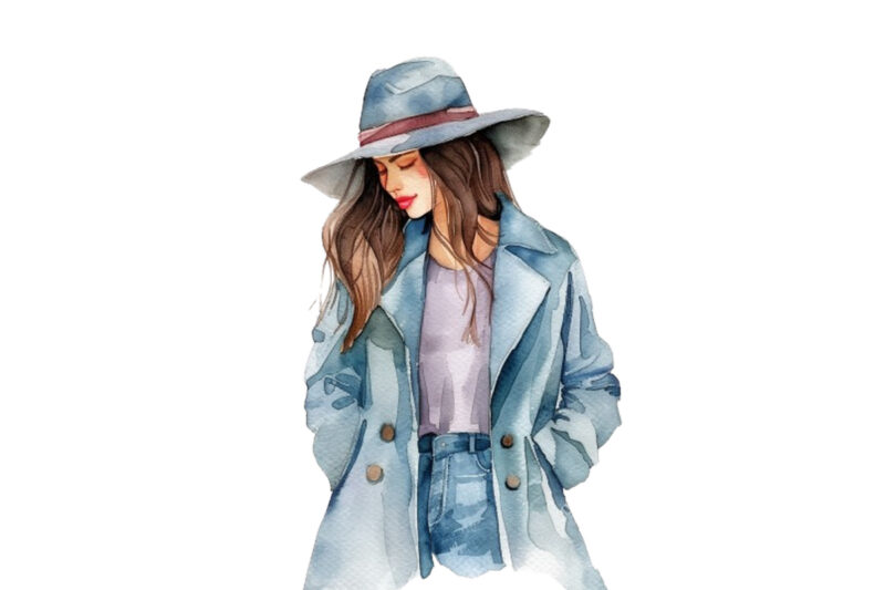 watercolor fashion girl clipart