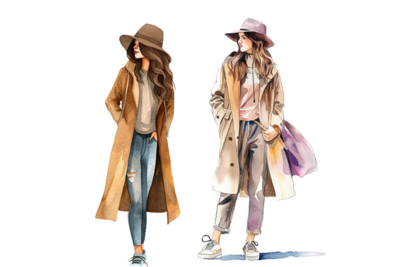 watercolor fashion girl clipart