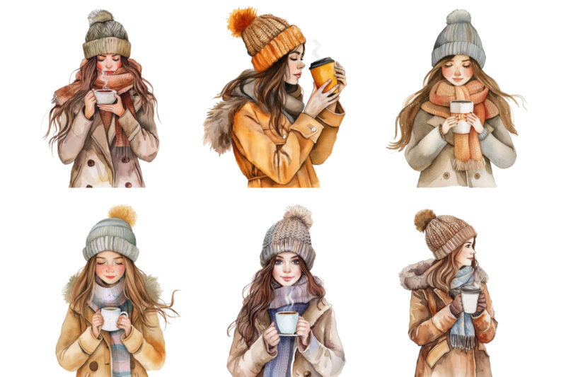 watercolor cartoon women fashion