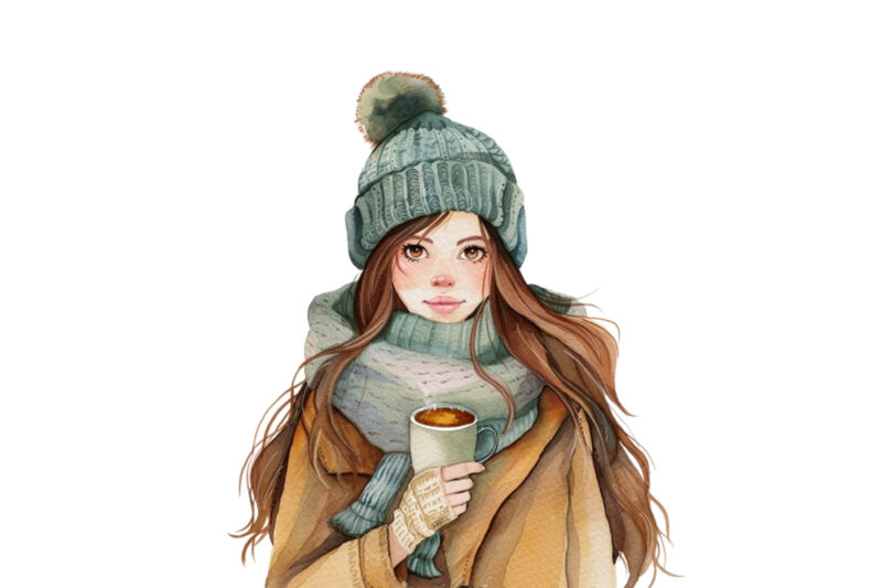 watercolor cartoon women fashion