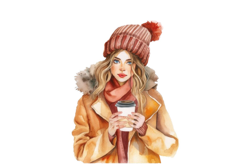 watercolor cartoon women fashion