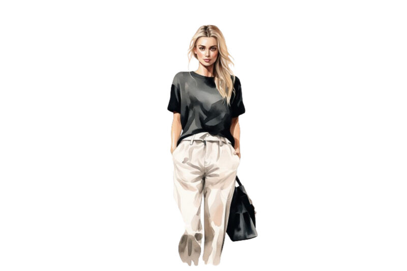 Watercolor woman fashion illustration