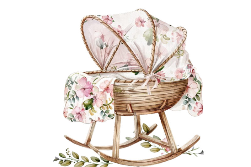 watercolor nursery cute Bassinet clipart