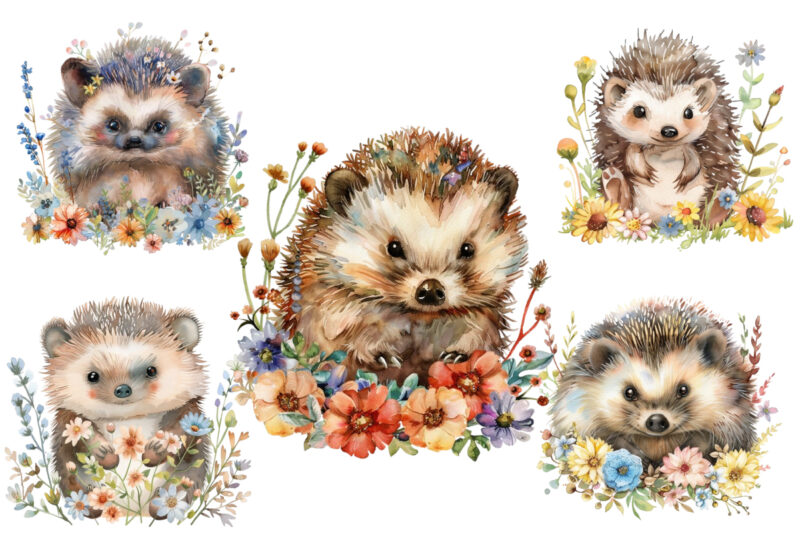 cute baby Hedgehog with flower